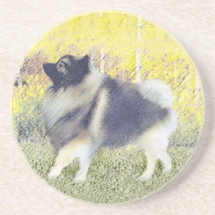 Porta-copos De Arenito Pintura de Keeshond Aspen - Arte de Cachorro Origi