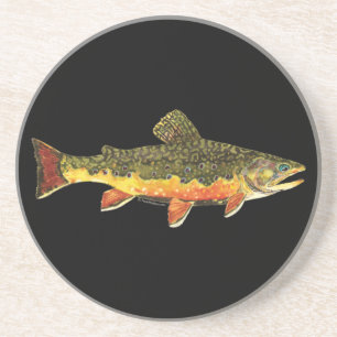 Porta-copos De Arenito Pintura de Peixes de Brook Trout