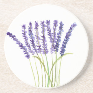 Porta-copos De Arenito pintura em Lavanda, flores roxas