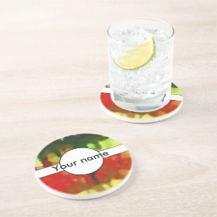 Porta-copos De Arenito Pintura verde vermelha