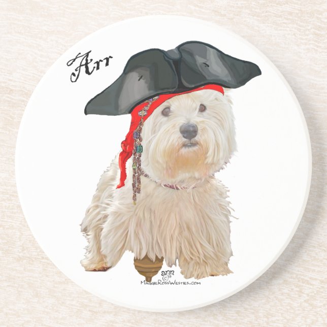 Porta-copos De Arenito Pirate Westie (Frente)
