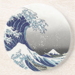 Porta-copos De Arenito PixDezines Vintage, Grande Onda, Hokusai 葛飾北斎の神奈川沖