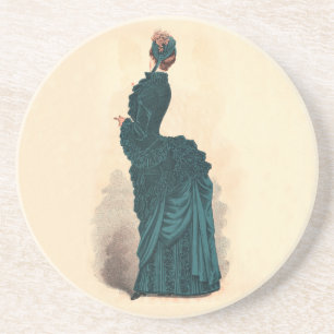Porta-copos De Arenito Placa de Moda Vitoriana Antiga: Vestido com Arrast