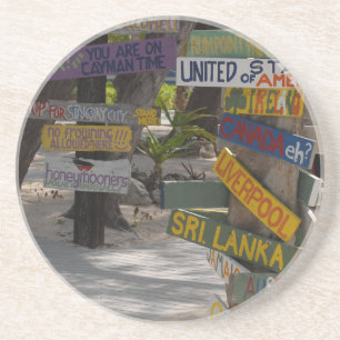 Porta-copos De Arenito Placa de Sinalização Rum Point Grand Cayman