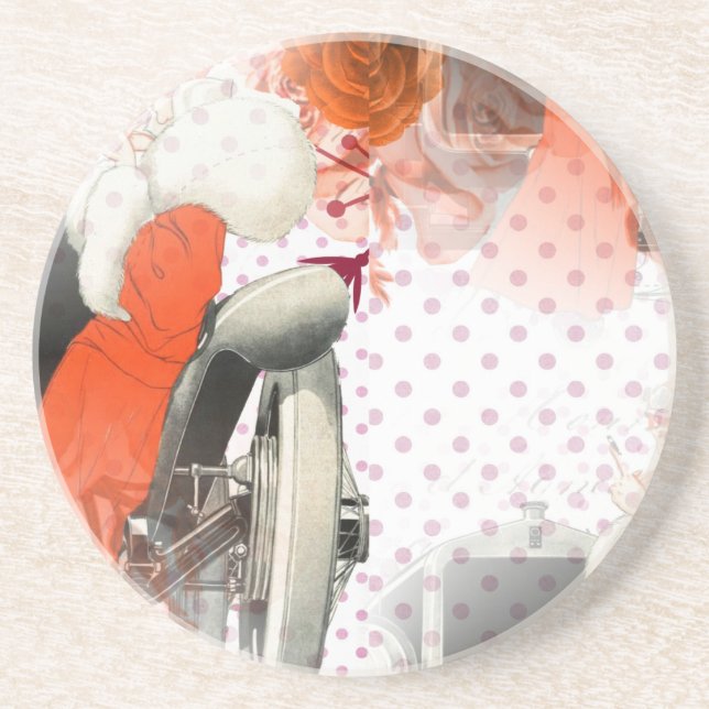 Porta-copos De Arenito polkadots flapper (Frente)