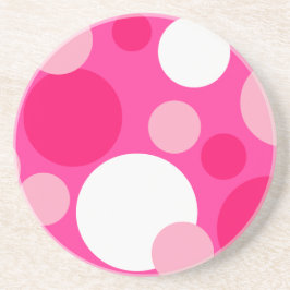 Porta-copos De Arenito Pontos Rosa e Branco