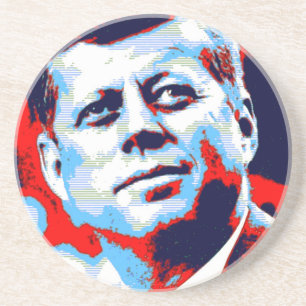 Porta-copos De Arenito Pop Art JFK John F. Kennedy Red Blue