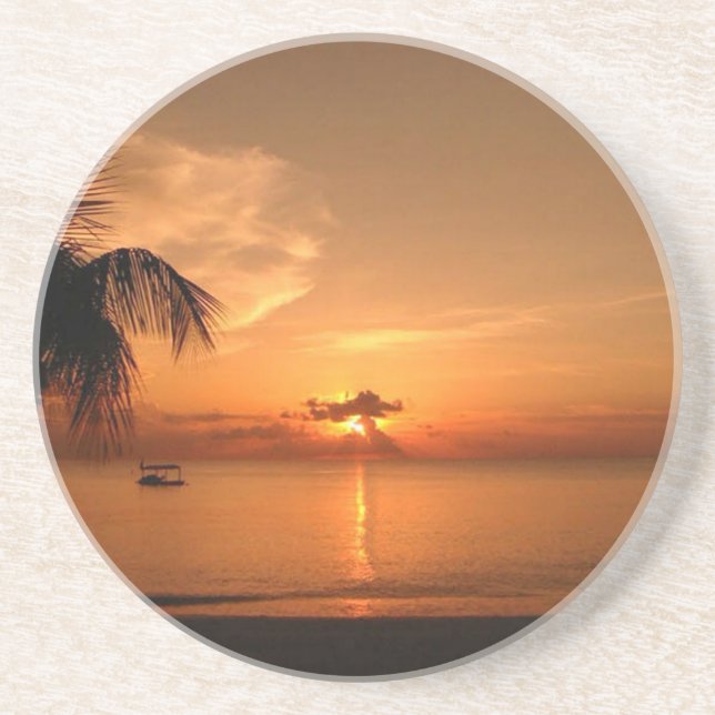 Porta-copos De Arenito Pôr do Sol de Verão (Frente)