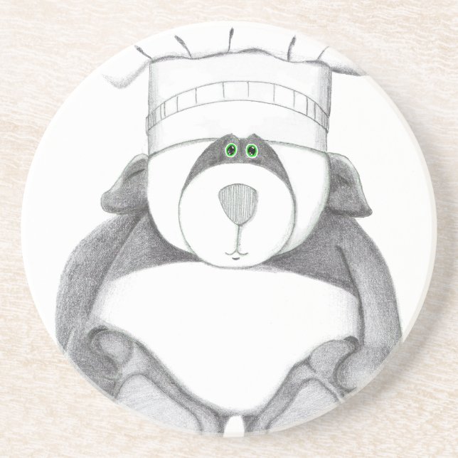 Porta-copos De Arenito Portas copos com Imagem do Urso de Panda (Frente)
