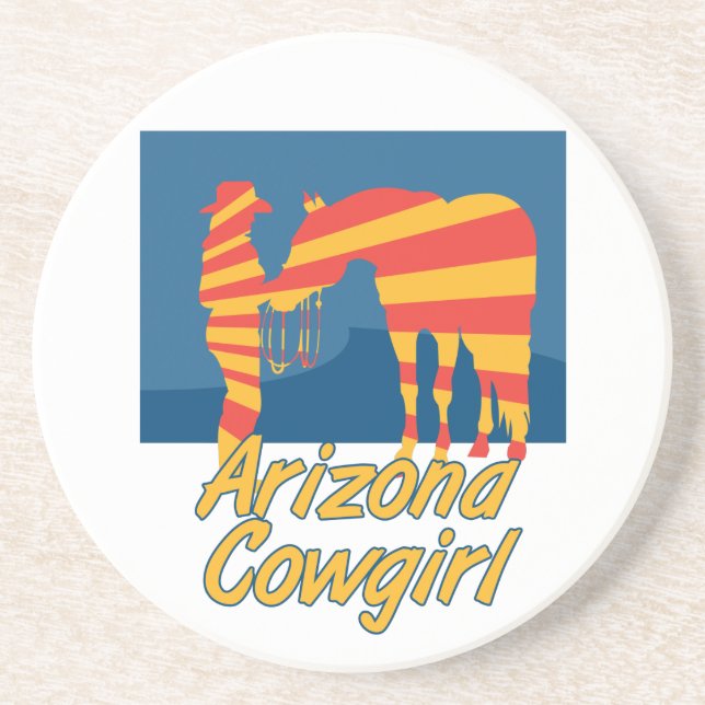 Porta-copos De Arenito Portas copos de Rodeio de Cavalo de Cowboy Ocident (Frente)