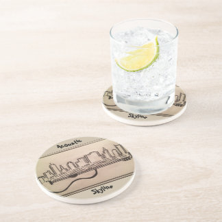 Porta-copos De Arenito "Portas copos preto e branco da skyline acústica"