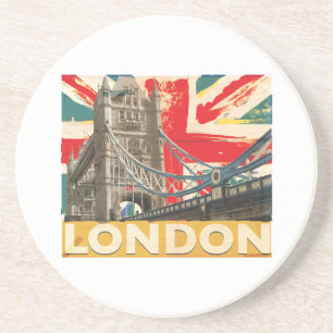 Porta-copos De Arenito Poster de Londres do vintage