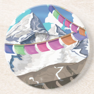 Porta-copos De Arenito Poster de viagens de Oração Himalaia no Nepal