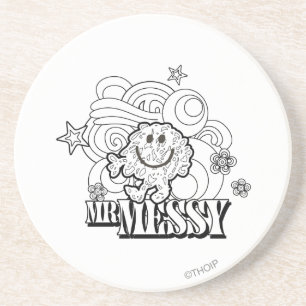 Porta-copos De Arenito Preto e Branco, Sr. Messy Estrelas e pântanos