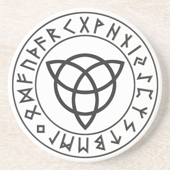 Porta-copos De Arenito Protetor do Rune de Triquetra (Frente)