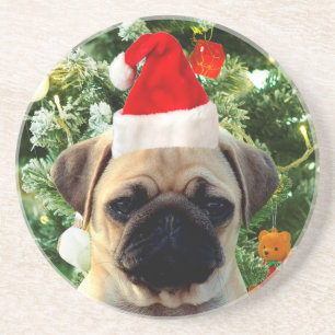 Porta-copos De Arenito Pug Cachorro Cachorro Pomada em Árvore de Natal Sn
