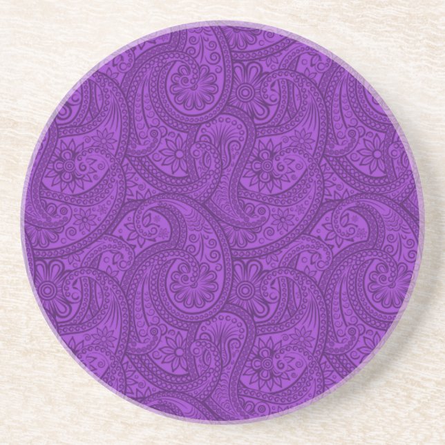 Porta-copos De Arenito Purple Paisley (Frente)