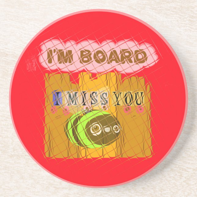 Porta-copos De Arenito Quirky Bee Art Impressão (Frente)