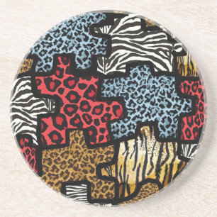 Porta-copos De Arenito RAB Rockabilly Animal Print Puzzle