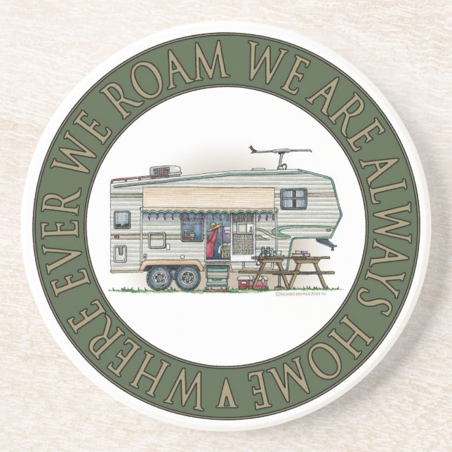 Porta-copos De Arenito Reboque bonito do viagem do campista da quinta (Frente)