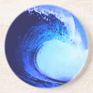 Porta-copos De Arenito refrigere a onda azul do estilo do surf