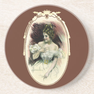 Porta-copos De Arenito Retrato de Noiva Antiga, Christy Girl Vintage