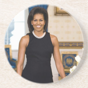 Porta-copos De Arenito Retrato Oficial da Primeira Dama Michelle Obama