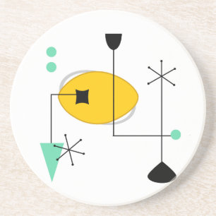 Porta-copos De Arenito Retro simples azul-meio século moderno amarelo