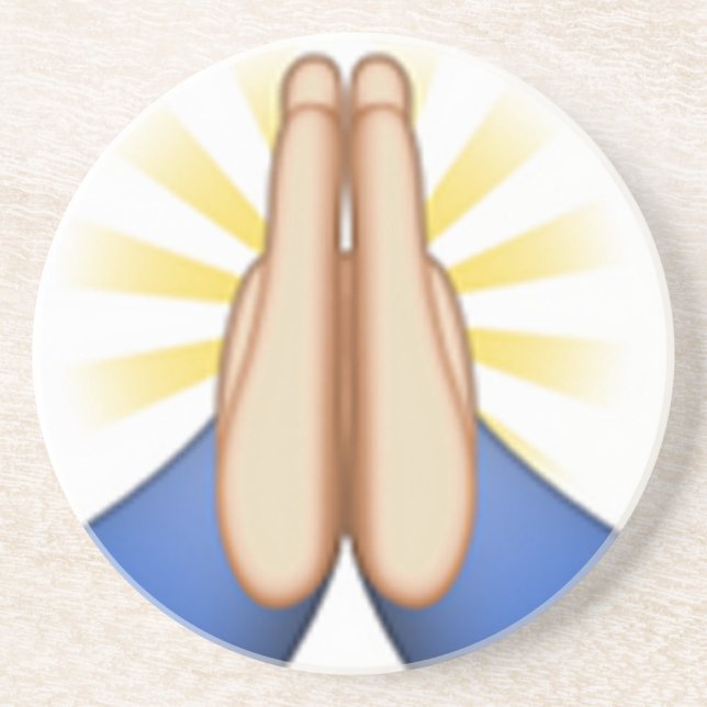 Porta-copos De Arenito rezando emoji (Frente)