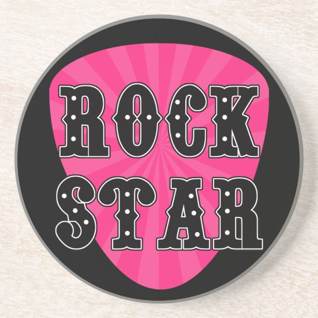 Porta-copos De Arenito Rock Star Guitar Pick (Frente)