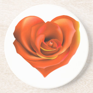 Porta-copos De Arenito Rosa Heart Bright Orange