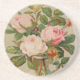 Porta-copos De Arenito Rosas Rosa Vintage