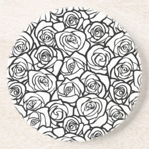 Porta-copos De Arenito Roseiras negras e brancas de Girly Vintage