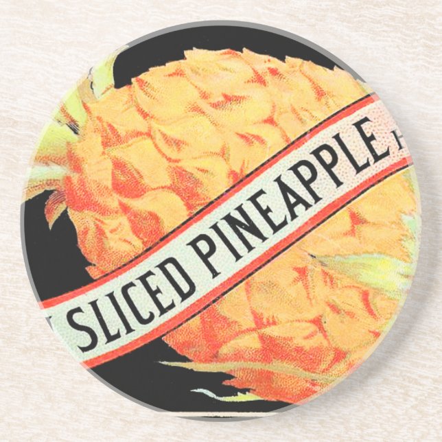 Porta-copos De Arenito Rótulo de Taxa de Fruta do Abacaxi (Frente)