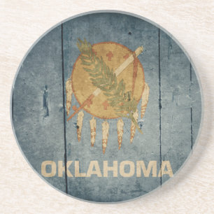 Porta-copos De Arenito Rugged Wood Oklahoma Flag