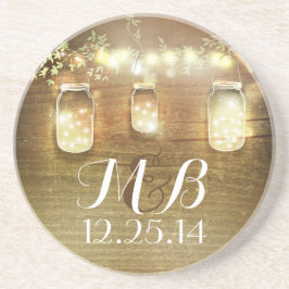 Porta-copos De Arenito Rustic String Lights Mason Jars Wedding