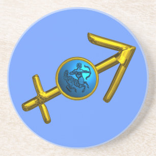 PORTA-COPOS DE ARENITO SAGITTARIUS, DOURADO SINAL DE ANIVERSÁRIO ZODIÁT