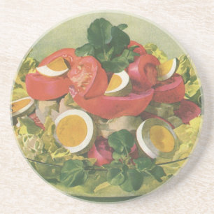Porta-copos De Arenito Salada Mista de Verduras Orgânicas Vintage