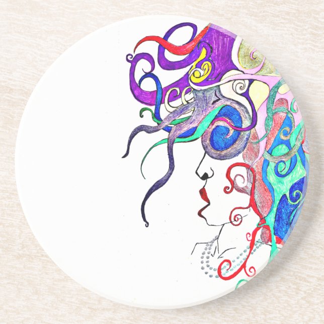 Porta-copos De Arenito Senhora da vida (Frente)