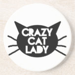 Porta-copos De Arenito Senhora de Gato Louca<br><div class="desc">design excelente para qualquer senhora de gato louca</div>