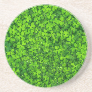 Porta-copos De Arenito Shamrock Clovers Green Irish Símbolo Irlanda