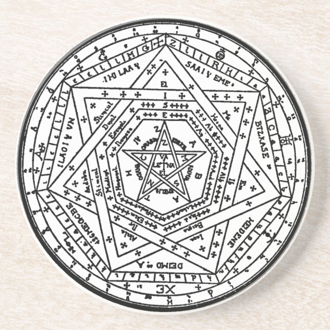 Porta-copos De Arenito Sigillum Dei Aemeth (o sigil de Dei Ameth, selo (Frente)