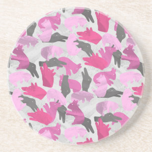 Porta-copos De Arenito Silhouette Animal Camouflage - Rosa