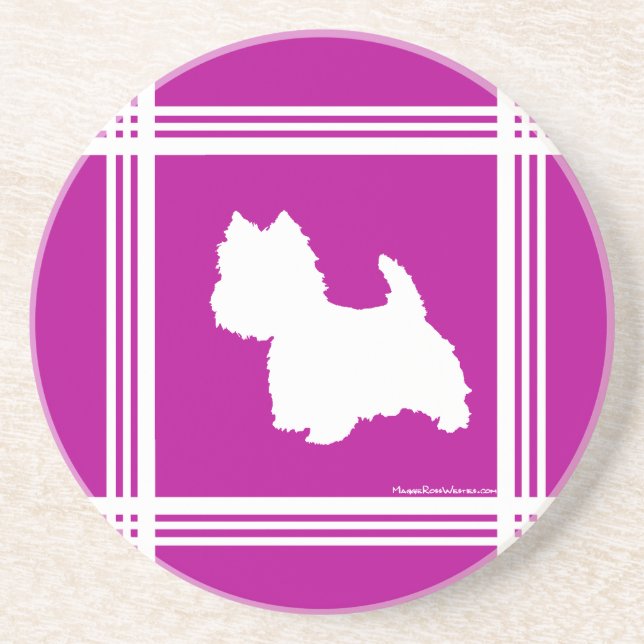 Porta-copos De Arenito Silhueta Westie (Frente)