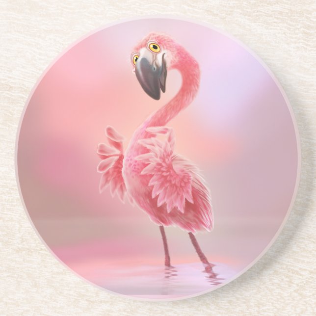 Porta-copos De Arenito Sim Flamingo! (Frente)