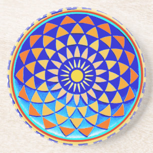 Porta-copos De Arenito Símbolo Mandala de Perfeição