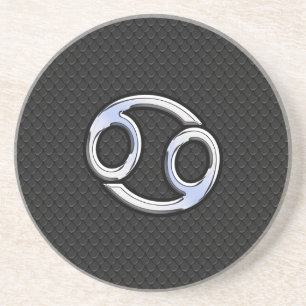 Porta-copos De Arenito Símbolo Zodiac do Cancer Cromo no Estilo Cobra