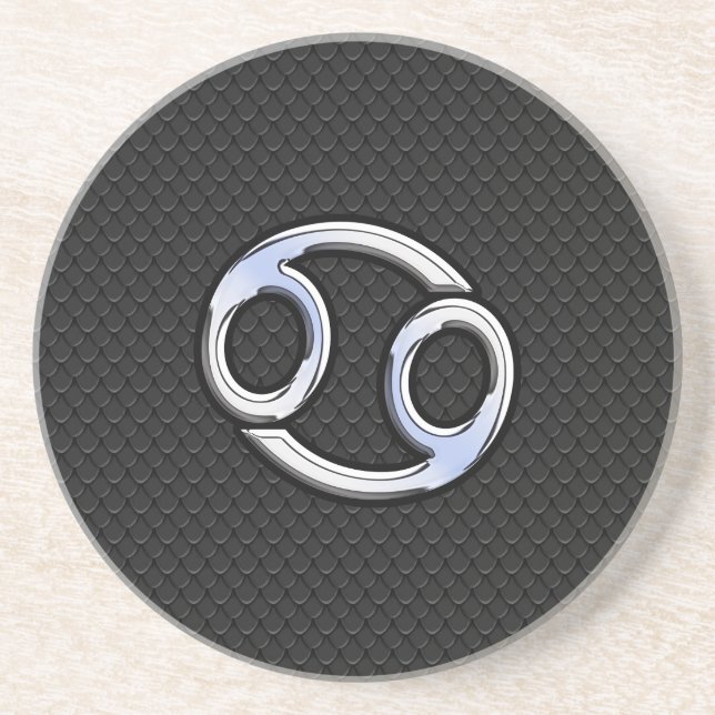 Porta-copos De Arenito Símbolo Zodiac do Cancer Cromo no Estilo Cobra (Frente)