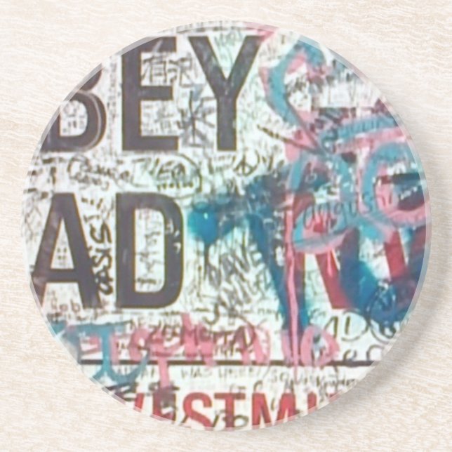 Porta-copos De Arenito Sinal de estrada da abadia (Frente)