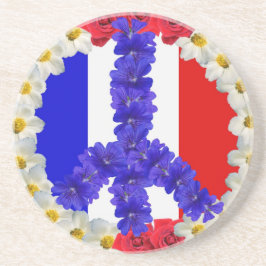 Porta-copos De Arenito sinal de paz da bandeira francesa